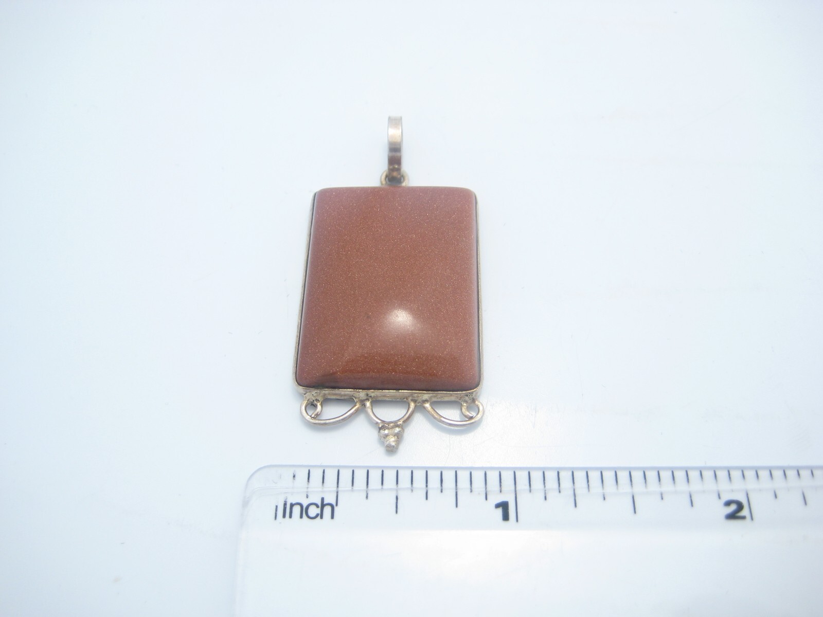 Sterling Silver Red Quartz Rectangular Scroll Bor… - image 5