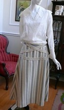 Edwardian Wool Striped Skirt Art Nouveau Titanic A-Line with Crochet lace L