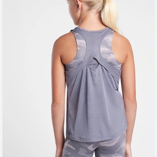 Athleta Girl Double The Fun Athletic Purple Camo Tank Top Youth Size Large - Picture 2 of 8