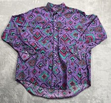 Vintage Frontier Series Shirt Men's XL Purple Aztec Western Rodeo Geometric 90s