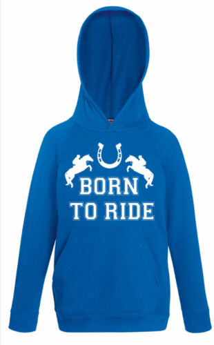 Born to Ride Horse Shoe Royal Blue Hoody Jumper Horsey Hoodie - Afbeelding 1 van 1