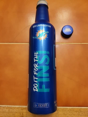 Bud Light NFL 2022 Kickoff Miami Dolphins Aluminum Beer Bottle