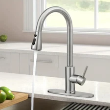 360° Nickel Kitchen Faucet Sink Mixer Faucet Pull Down Sprayer Single Handle