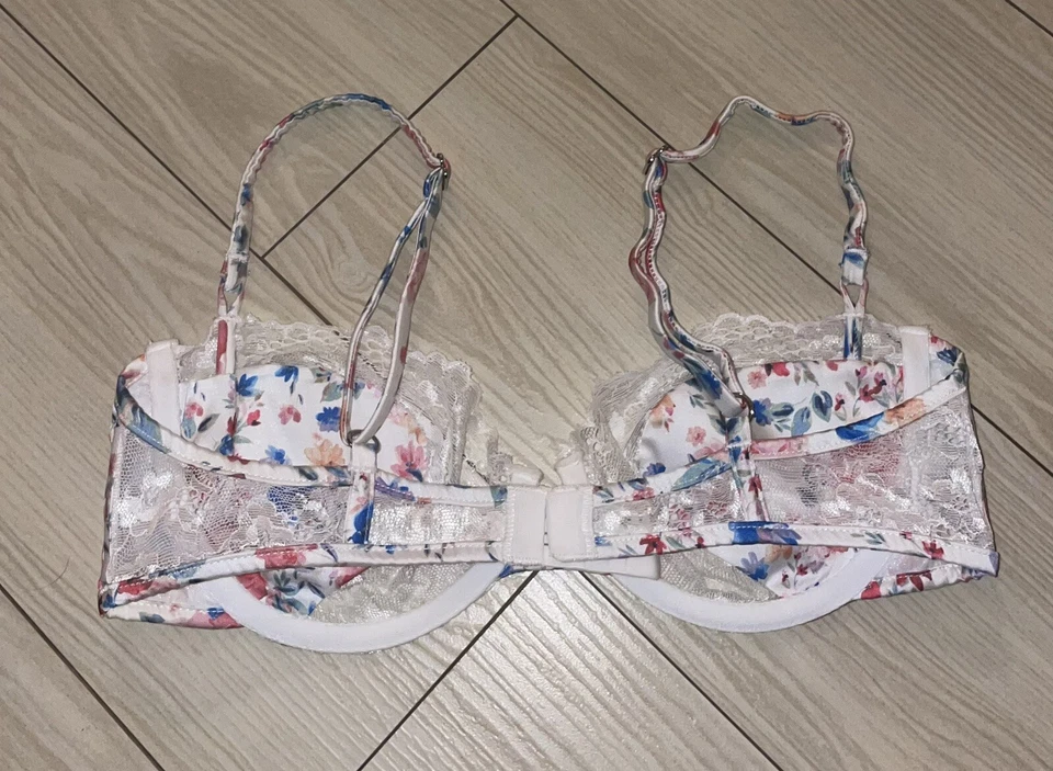 For Love and Lemons Juliet Bra Floral Lace Unlined UW Womens S Small DD White - Image 4 of 4