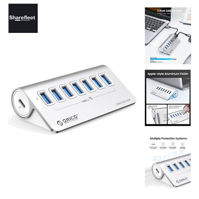 USB C Hub, 7-Port Aluminium USB Splitter, 5Gbps USB Hub with 0.5m USB C Cable ...