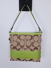 Coach Factory Purse Khaki Apple Green Canvas Shoulder Bag F13674 NEW g