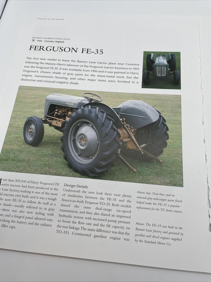 1956 Ferguson FE-35 Vintage Tractor Frameable Article Pics Specs ...