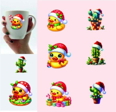 9x gemischte Weihnachtskaktus Pflanze-Cartoon Ente Kinder-Vinyl Sticker-Decal-Tumbler
