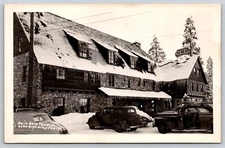 Postcard RPPC Rainbow Tavern US 40 Highway California Hotel Fine Food Winter