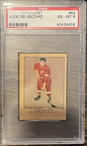 1951 Parkhurst Alex Delvecchio #63 PSA 6