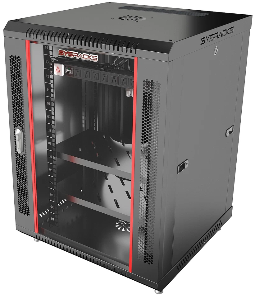 Gabinete de rack de servidor de red de datos de TI de montaje en pared para racks de 15U 18" de profundidad Foto 2 de 4