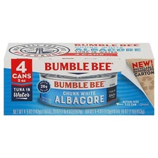 BUMBLE BEE Chunk White Albacore Tuna in Water, 5 Ounce Can (Pack of 4), Wild