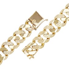 Men's 14k Yellow Gold Solid Curb Cuban Link Chain Bracelet 8" 19mm 122.5 grams