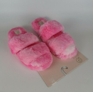 CHINESE LAUNDRY Slippers Faux Fur Pink Double Band Tie Dye Women's M 7-8 New