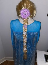 Elsa Wig, 27" Long Disney Frozen Iconic Braid BIG FLOWER Halloween O/S Costume