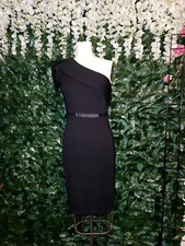 Women's Black Dress Yiyiyichu Sz Large Stretch One Shoulder Slim Knee Length Zip