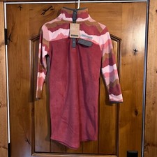 Simply Southern Fleece Midi Dress Size YL Rose Color Bodice Multi Color Snap Up