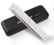 CONJURER 24 Hole Tremolo Harmonica w/ Case C Key Mouth Organ for Beginner Gift