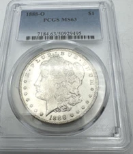 MORGAN SILVER DOLLAR COIN 1888-O PCGS GRADED MS63