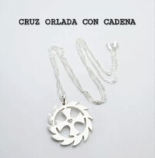 CRUZ ORLADA PARRAVICINI MEDIANA CALADA 2CM + CADENA 45 CM  AMBOS PLATA 925ML
