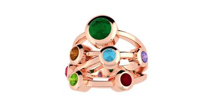 NANA S925 Ring Sterlingsilber mit 1-7 simulierten Geburtssteinen Blase Mütter