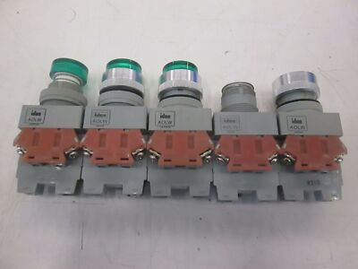 Idec, Green Pushbutton Switch, AOLW, Used, Lot of 5