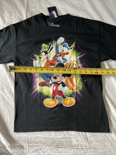 Camiseta Disney Negra Niños Talla Mediana 2012 Mickey Goofy Donald Duck Pluto Nueva con Etiquetas - Imagen 6 de 6