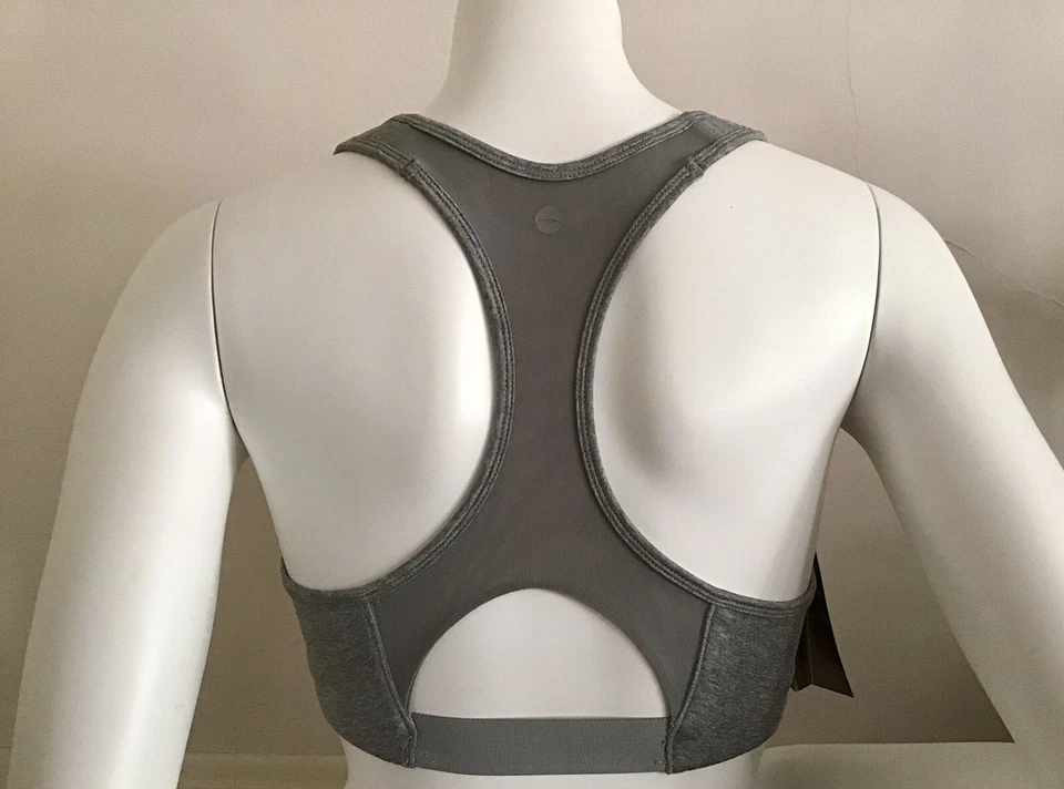 NUEVO CON ETIQUETAS-SUJETADOR DEPORTIVO AVIA MALLA ESPALDA DEPORTIVA CORTE ALTO SOPORTE TALLA S COLOR GRIS. Foto 4 de 4
