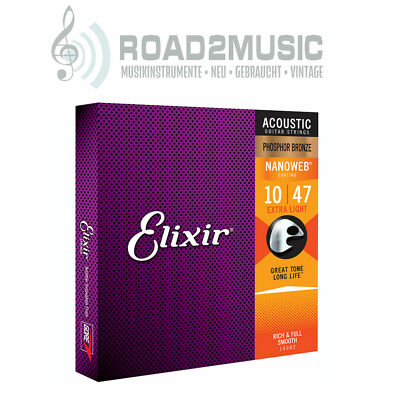 Elixir Nanoweb Phosphor Bronze Western Gitarre Saiten Extra Light 10-47  16002