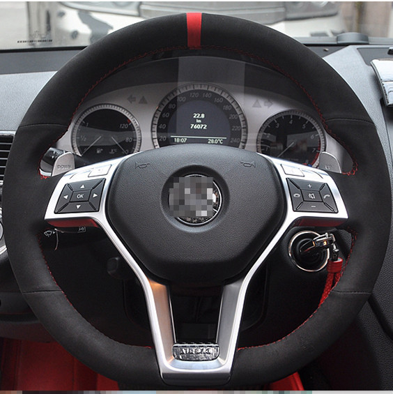 Black Leather Handstitched Car Steering Wheel Cover for MercedesBenz