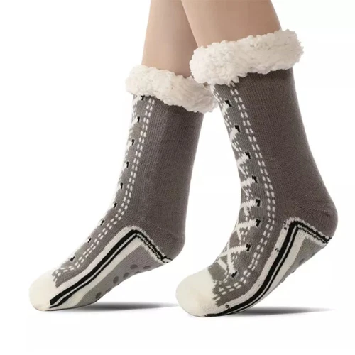 Ultradicke Kaschmir Hüttenschuhe Heimsocken, Hausschuhe Socken mit rutschfester Slipper - Bild 11 von 23