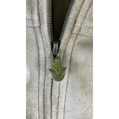 AC Dimilano Bomber Jacket Mens Small Tan Excellent Faux Suede Full Zip Ribbed image 9