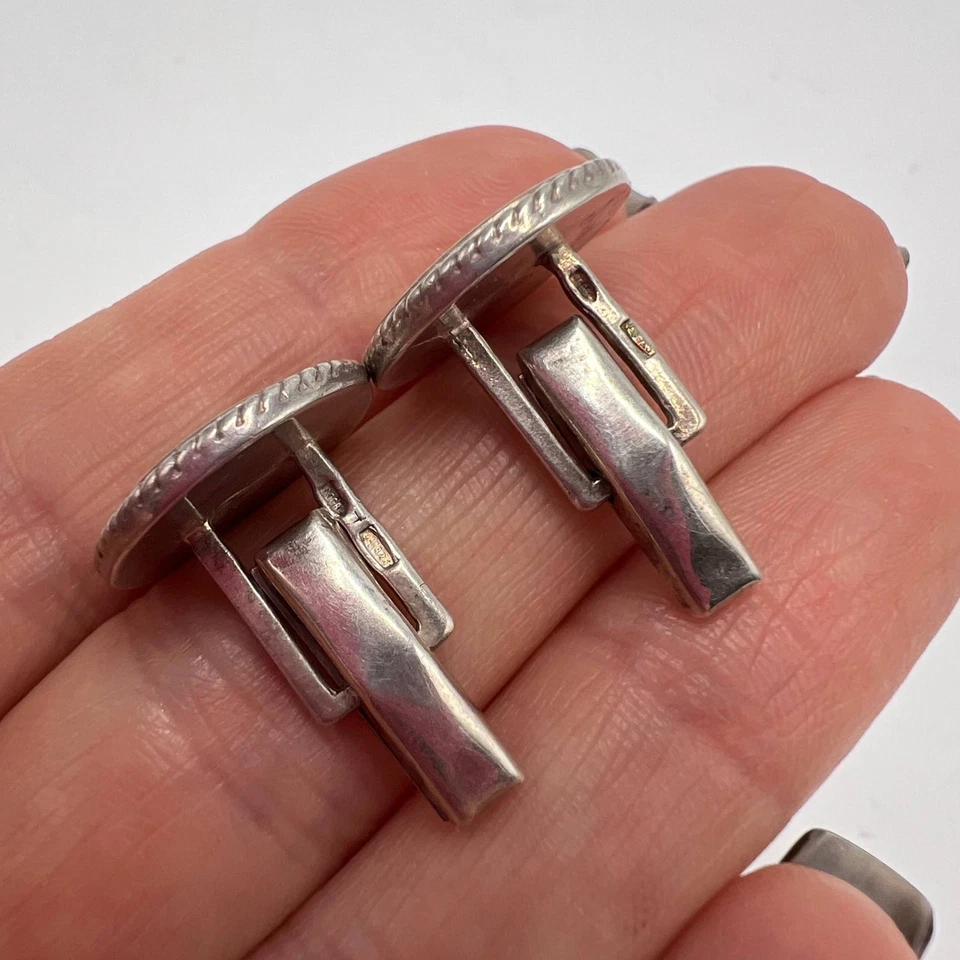 Vintage 925 Silver Cufflinks Tryzub Trident Enamel Men's Jewelry Ukraine Gift - Image 3 of 4