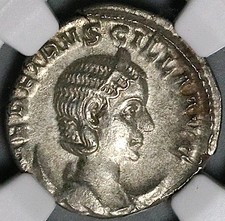 250 NGC Ch AU Herennia Etruscilla Doppio Denario Romano Emp Pudicitia (25110401C
