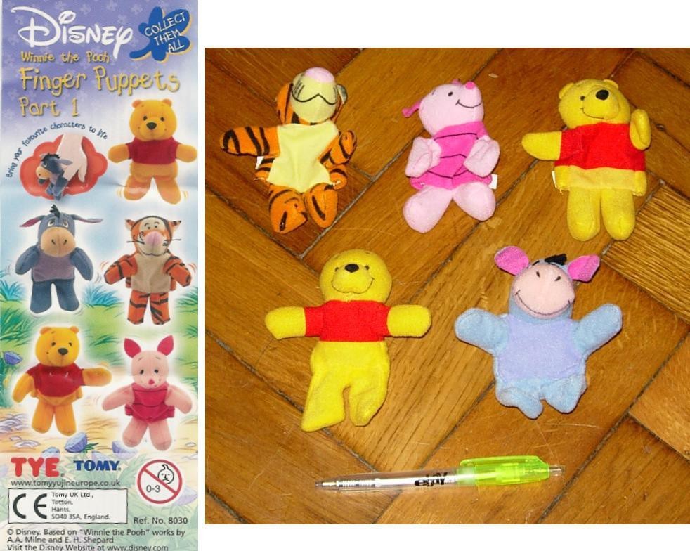 Winnie Pooh Finger Puppets Set 5 Mini Plsch Ferkel Tigger I-Aah Disney TOMY 3590₽
