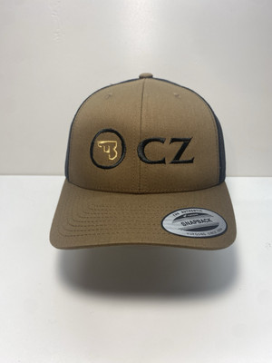   CZ Firearms Logo Embroidered Hat 2A Brown/black SnapBack, Gun, Embroidered.