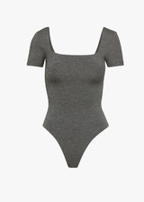 Aritzia Women s Contour Squareneck Shortsleeve Bodysuit in Heather Charcoal sz S