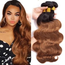 Ombre 1B30 Body Wave Human Hair Bundles 8A Brazilian Black To Brown