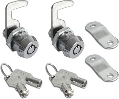 2 Pack 5/8'' Tubular Cam Lock Toolbox Replacement Keyed Alike with 4 Keys