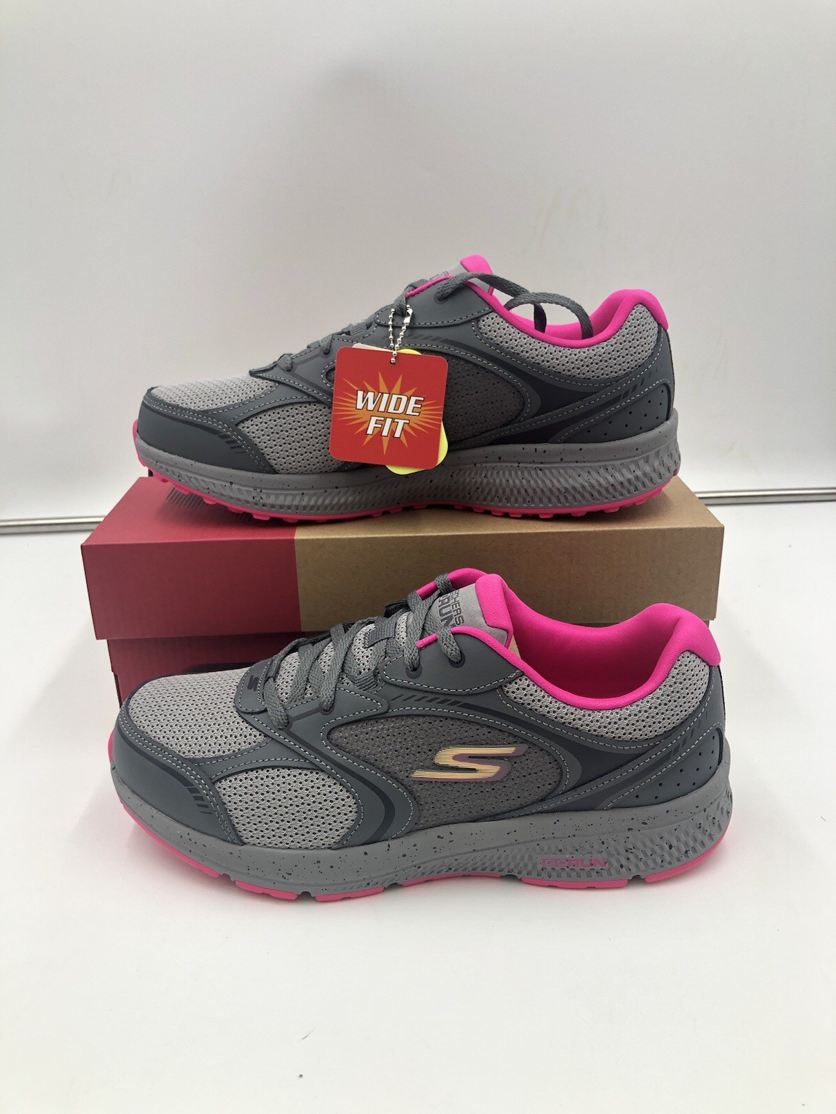 Skechers Go Run Consistent Vivid Horizon Sneaker Women's Sz 8.5 Wide Gray Pink •