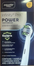 Equate Infinity Pro Rechargeable Toothbrush +  1 Handle + 2 Brush Heads NEW BOX