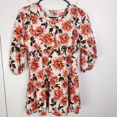 Old Navy Dress Kids Girls Medium Colorful Florals Quarter Button Drop Waist