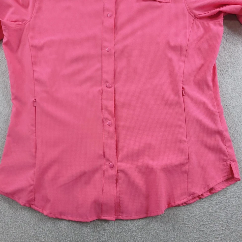 Camisa Columbia PFG Mujer Rosa Mediana Manga Larga Omni Tono Ventilada Pesca UPF Foto 3 de 4