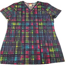 Net Dickies Women  s Scrub Top Medium Multicolor Black Nurse Vet DK704