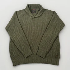 Scotch & Soda Sweater Mens Extra Large Green Shawl Collar Wool Blend Zip Hem
