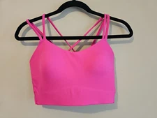 Move Theology Women's Scoop Neck Seamless Goddess Bra with Straps Size L Pink