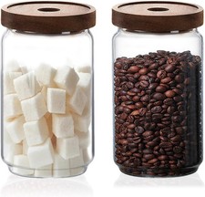 Glass Jars with Airtight Wood Lids - 25 OZ / 750 ML Kitchen Pantry Storage
