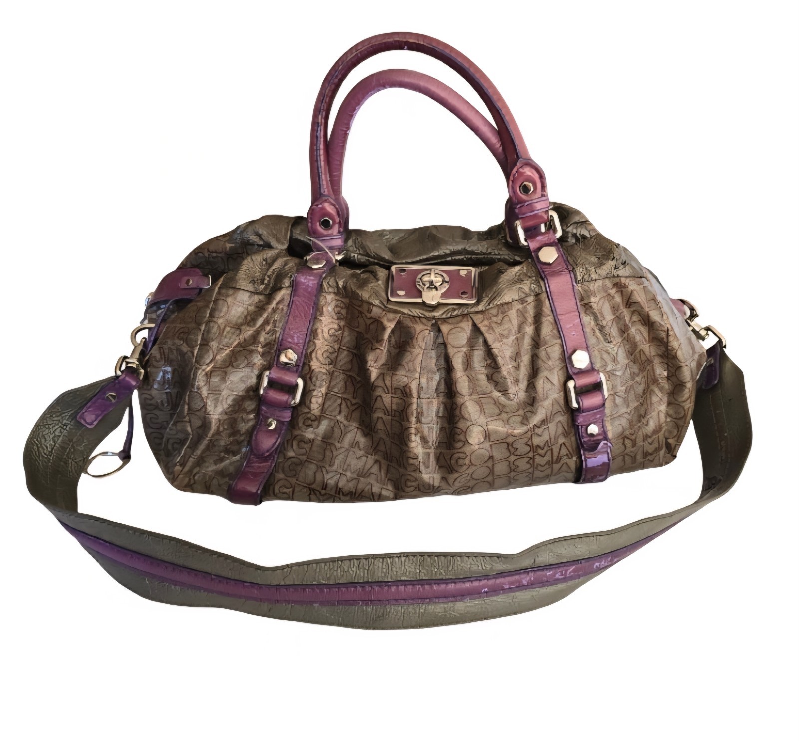 MARC BY Marc Jacobs Vintage Satchel Bag Pig/Ram Leather Grey + Purple Purse