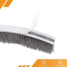 Brush Weather Stripping Adhesive Felt Door Seal Strip Sweep 197"x0.47" Grey
