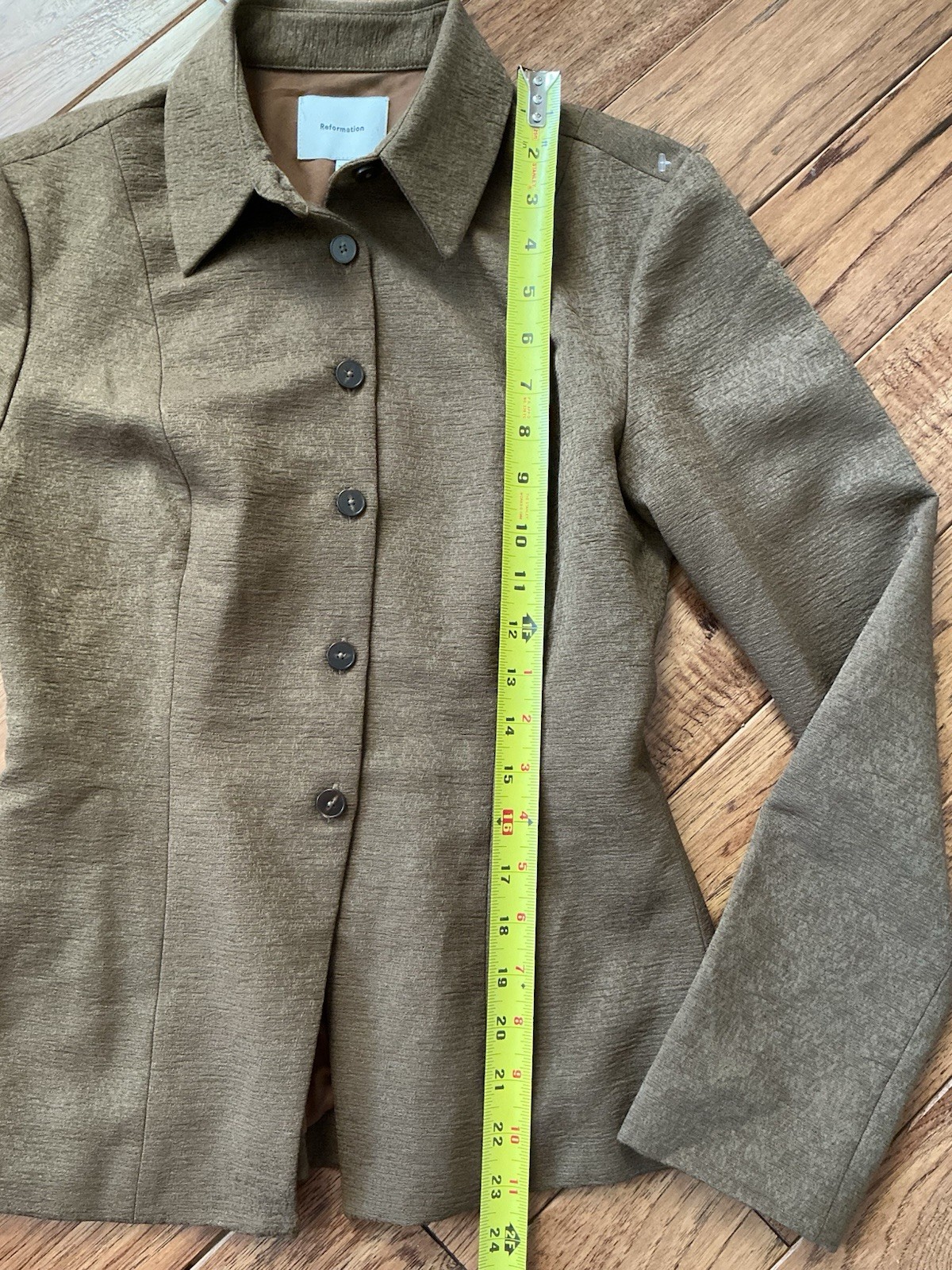 Reformation Chloe Button Down Collared Shirt, Bro… - image 7